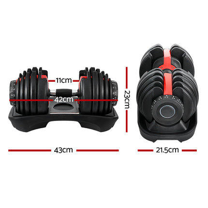 Everfit 24kg Dumbbells Adjustable Dumbbell Weight Plates Home Gym.