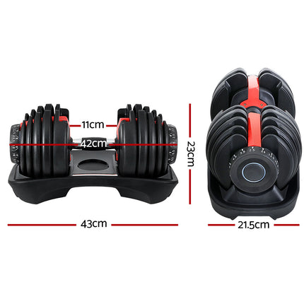 Everfit 24kg Dumbbells Adjustable Dumbbell Weight Plates Home Gym 2pcs.