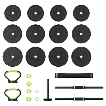 Everfit 25kg Adjustable Dumbbells Set Kettle Bell Weight Plates Barbells Gym.