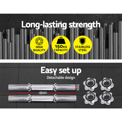 Everfit 45cm Dumbbell Bar Gym Home Exercise 150kg Capacity.