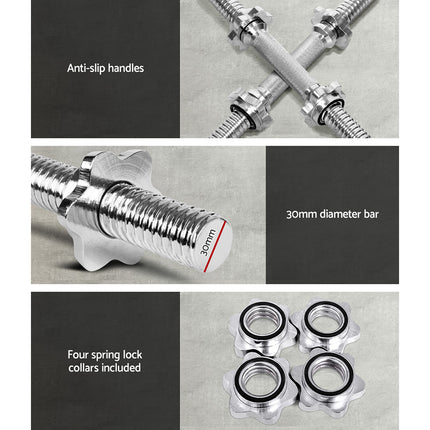 Everfit 45cm Dumbbell Bar Gym Home Exercise 150kg Capacity.