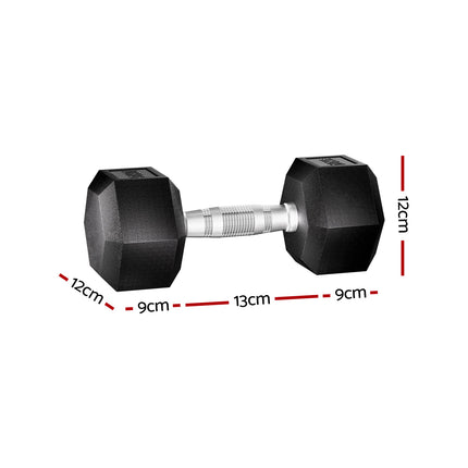 Everfit 20kg Hex Dumbbells Set Dumbbells Weights Lifting Bench Gym Workout 2x10kg.