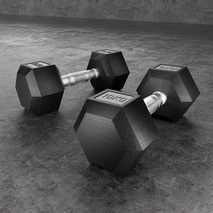 Everfit 20kg Hex Dumbbells Set Dumbbells Weights Lifting Bench Gym Workout 2x10kg.
