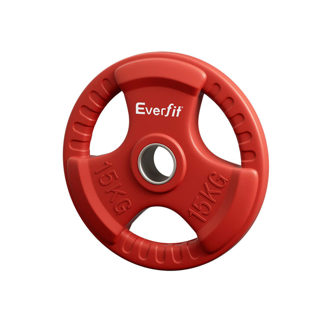 Everfit Weight Plates Olympic 15kg Dumbbell Barbell Plate Weight Lifting Home Gym Red.