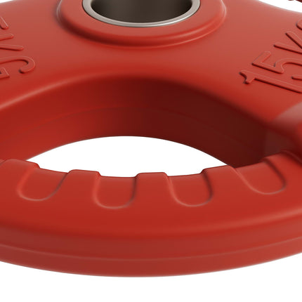 Everfit Weight Plates Olympic 15kg Dumbbell Barbell Plate Weight Lifting Home Gym Red.