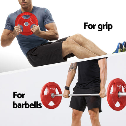 Everfit Weight Plates Olympic 15kg Dumbbell Barbell Plate Weight Lifting Home Gym Red.