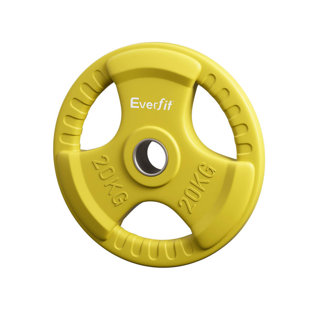 Everfit Weight Plates Olympic 20kg Dumbbell Barbell Plate Weight Lifting Home Gym Yellow.