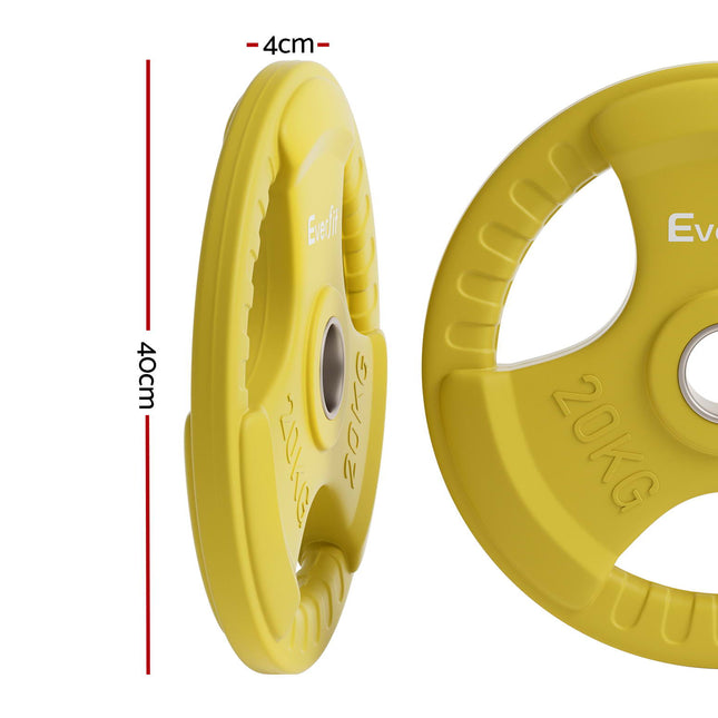 Everfit Weight Plates Olympic 20kg Dumbbell Barbell Plate Weight Lifting Home Gym Yellow.