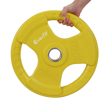 Everfit Weight Plates Olympic 20kg Dumbbell Barbell Plate Weight Lifting Home Gym Yellow.