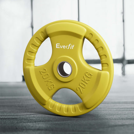 Everfit Weight Plates Olympic 20kg Dumbbell Barbell Plate Weight Lifting Home Gym Yellow.
