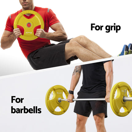 Everfit Weight Plates Olympic 20kg Dumbbell Barbell Plate Weight Lifting Home Gym Yellow.