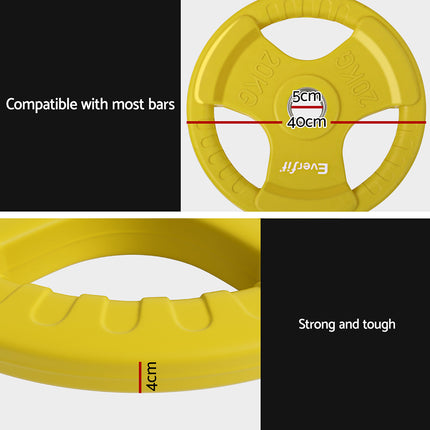 Everfit Weight Plates Olympic 20kg Dumbbell Barbell Plate Weight Lifting Home Gym Yellow.