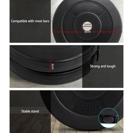 Everfit Weight Plates Standard 2X 10kg Barbell Plate Weight Lifting.