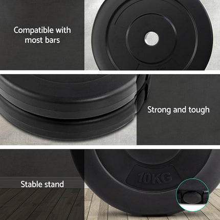 Everfit 50kg Barbell Weight Plates Standard Home Gym Press Fitness Exercise.