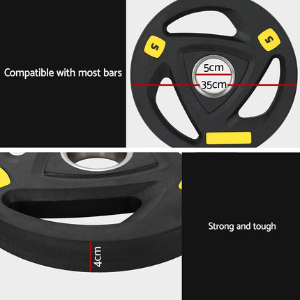 Everfit Weight Plates Olympic 5kg Dumbbells Barbells Plate Weight Lifting Home.