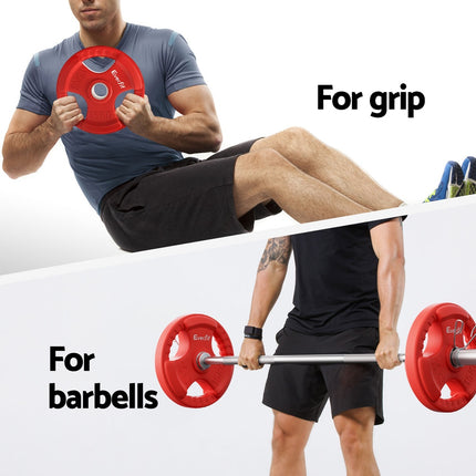 Everfit Weight Plates Olympic 15kgx2 Dumbbell Barbell Plate Weight Lifting Home Gym Red.