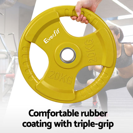 Everfit Weight Plates Olympic 20kgx2 Dumbbell Barbell Plate Weight Lifting Home Gym Yellow.