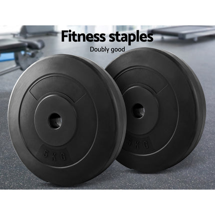 Everfit Weight Plates Standard 2X 5kg Barbell Plate Weight Lifting.