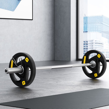 Everfit Barbells Set 16kg 120cm Dumbbells Barbells Plate Weight Lifting Home Gym.
