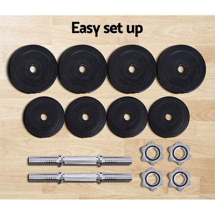 Everfit 20kg Dumbbell Set Weight Plates Dumbbells Lifting Bench.
