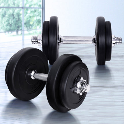 Everfit 20kg Dumbbell Set Weight Plates Dumbbells Lifting Bench.