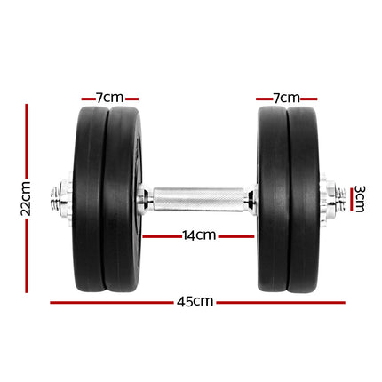 Everfit 25kg Dumbbell Set Weight Plates Dumbbells Lifting Bench.