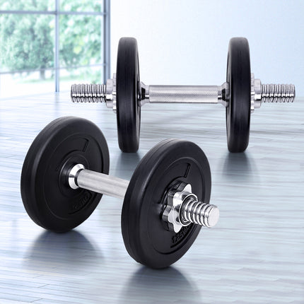 Everfit 10kg Dumbbell Set Weight Plates Dumbbells Lifting Bench.