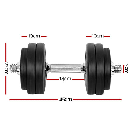 Everfit 30kg Dumbbell Set Weight Plates Dumbbells Lifting Bench.