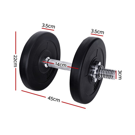 Everfit 15kg Dumbbell Set Weight Plates Dumbbells Lifting Bench.