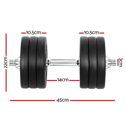 Everfit 35kg Dumbbell Set Weight Plates Dumbbells Lifting Bench.