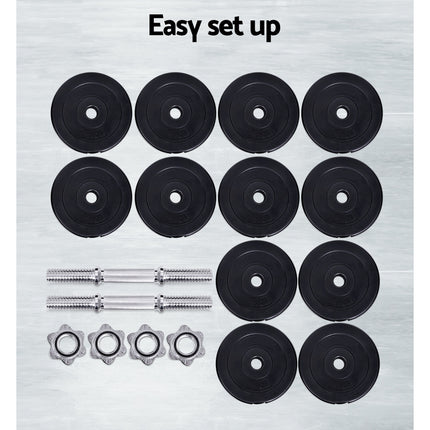 Everfit 35kg Dumbbell Set Weight Plates Dumbbells Lifting Bench.