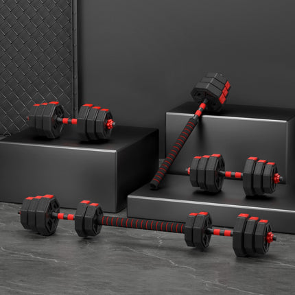 Everfit 20kg Adjustable Dumbbell Barbell Set Weight Plates Home Workout.