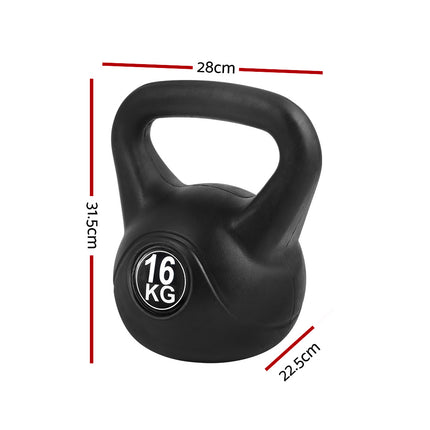 Everfit 16kg Kettlebell Set Weight Lifting Bench Dumbbells Kettle Bell Gym Home.