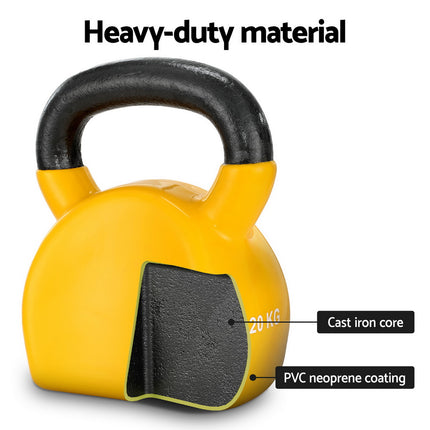Everfit 20kg Kettlebell Set Weightlifting Bench Dumbbells Kettle Bell Gym Home.