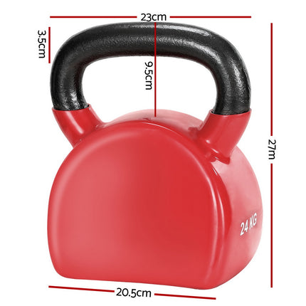 Everfit 24kg Kettlebell Weightlifting Bench Dumbbells Kettle Bell Gym Home.