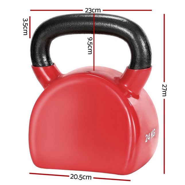 Everfit 24kg Kettlebell Weightlifting Bench Dumbbells Kettle Bell Gym Home.