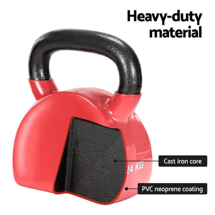 Everfit 24kg Kettlebell Weightlifting Bench Dumbbells Kettle Bell Gym Home.