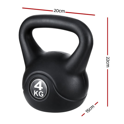 Everfit 4kg Kettlebell Set Weight Lifting Bench Dumbbells Kettle Bell Gym Home.