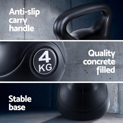 Everfit 4kg Kettlebell Set Weight Lifting Bench Dumbbells Kettle Bell Gym Home.
