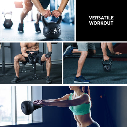 Everfit 4kg Kettlebell Set Weight Lifting Bench Dumbbells Kettle Bell Gym Home.