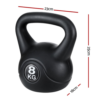 Everfit 8kg Kettlebell Set Weight Lifting Bench Dumbbells Kettle Bell Gym Home.