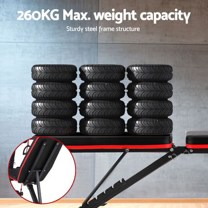 Everfit Weight Bench Adjustable Preacher Curl Bench Press Dumbbell Stool 260kg.