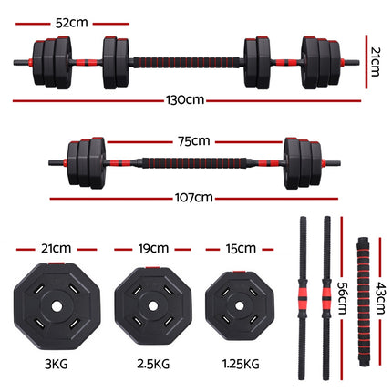 Everfit 40kg Adjustable Dumbbell Barbell Set Weight Plates Home Workout.