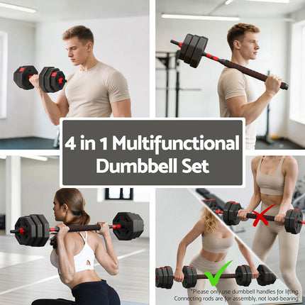 Everfit 40kg Adjustable Dumbbell Barbell Set Weight Plates Home Workout.