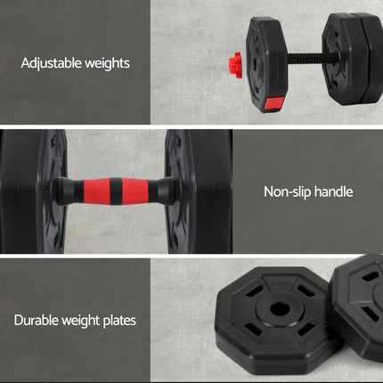 Everfit 40kg Adjustable Dumbbell Barbell Set Weight Plates Home Workout.