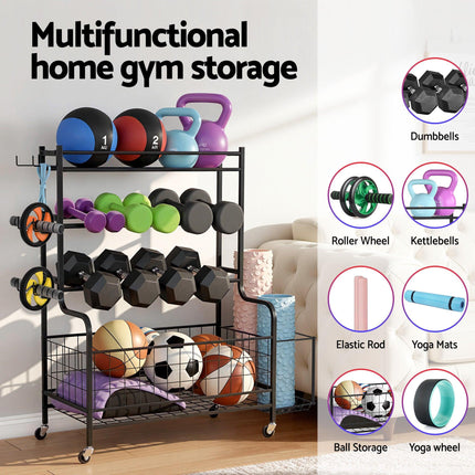 Everfit Dumbbell Rack Weight Rack for Dumbbells Home Gym Storage Black.
