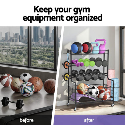 Everfit Dumbbell Rack Weight Rack for Dumbbells Home Gym Storage Black.