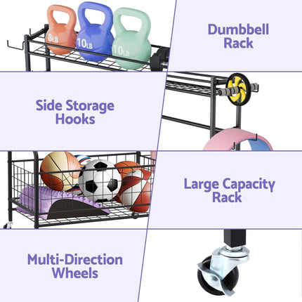 Everfit Dumbbell Rack Weight Rack for Dumbbells Home Gym Storage Black.