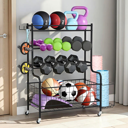 Everfit Dumbbell Rack Weight Rack for Dumbbells Home Gym Storage Black.