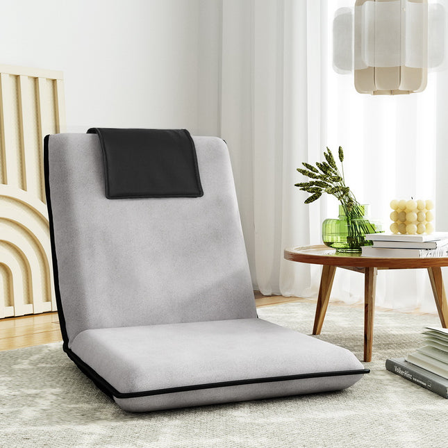 Artiss Floor Lounge Sofa Bed Couch Recliner Chair Folding Chair Cushion Grey.